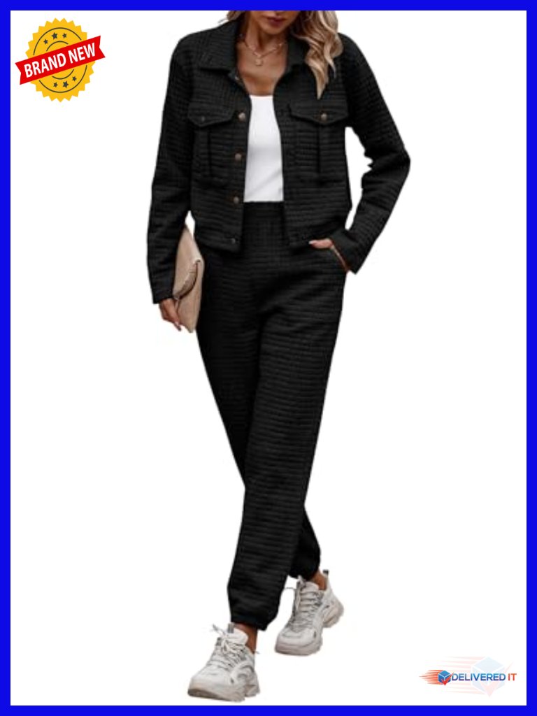Two Piece Set Shacket Jacket And Sweatpants Tracksuit Long Sleeve